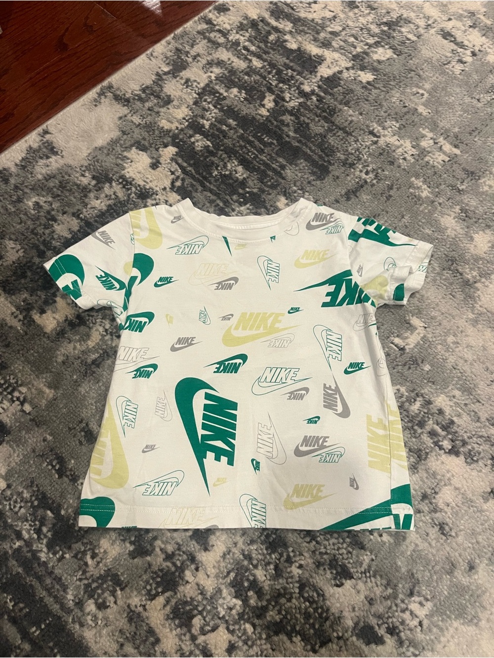 Nike White Short Sleeve Tee with Green & Light Yellow Logos